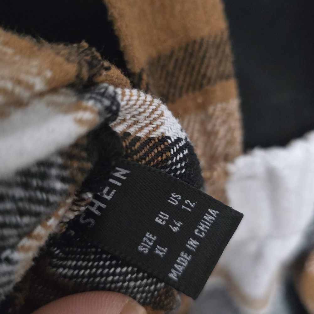 SHEIN Plaid Scarf in Tan and Black